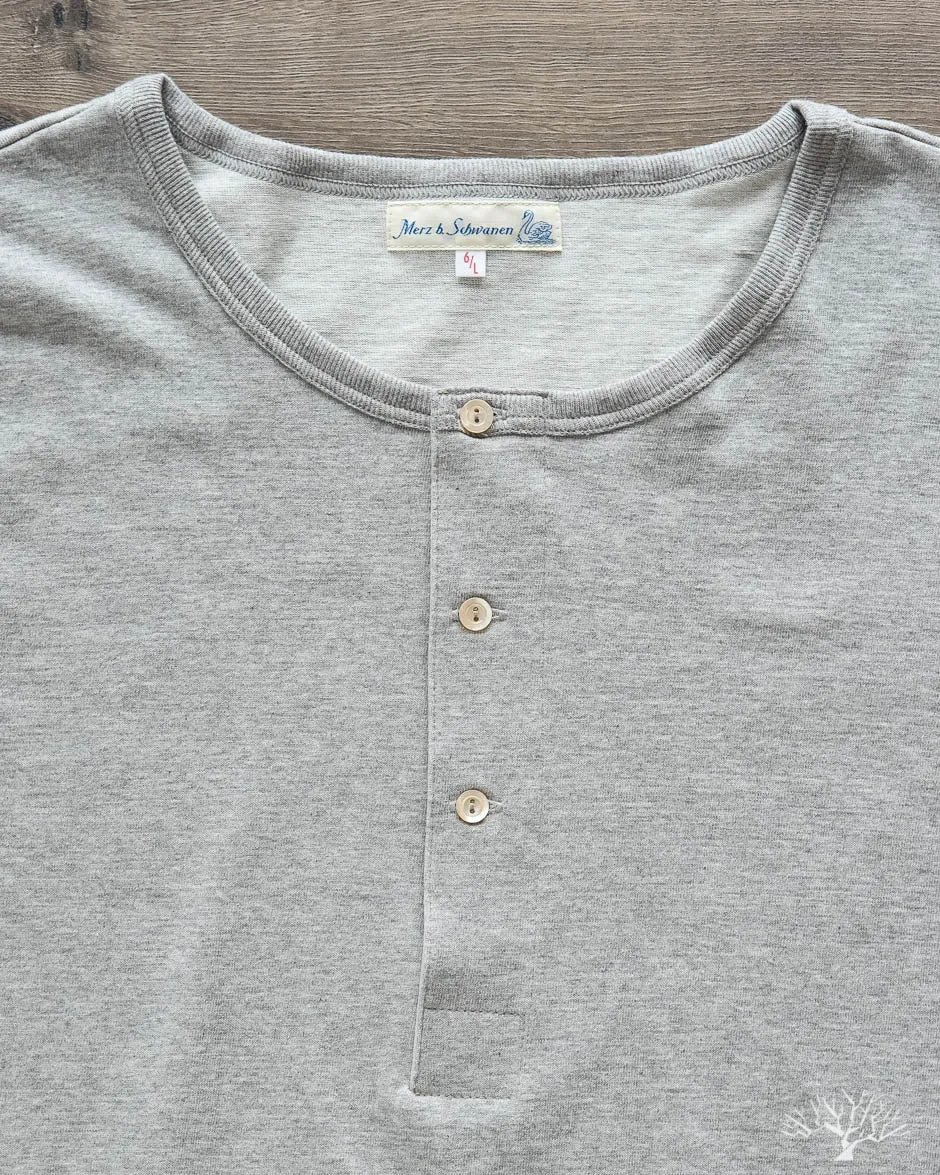 207 Short Sleeve Henley - Grey Melange