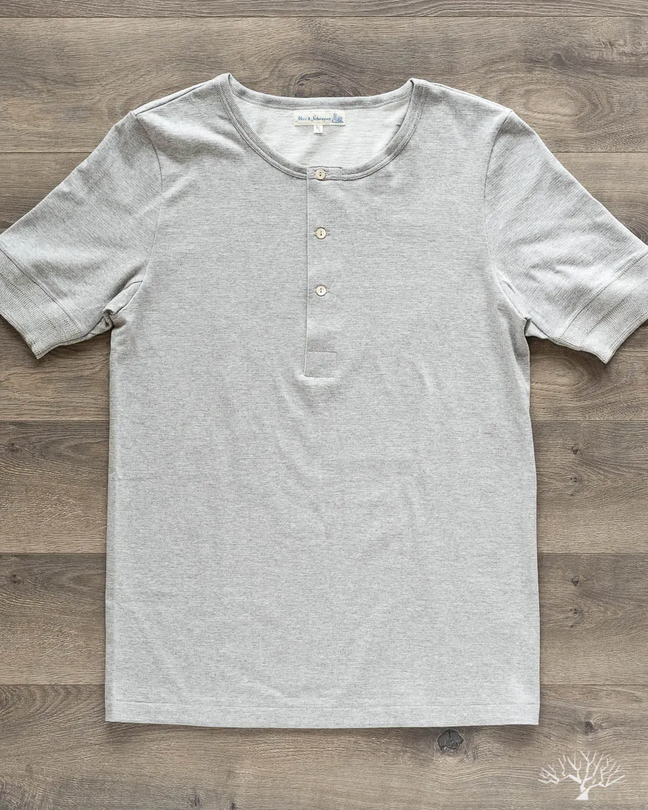207 Short Sleeve Henley - Grey Melange