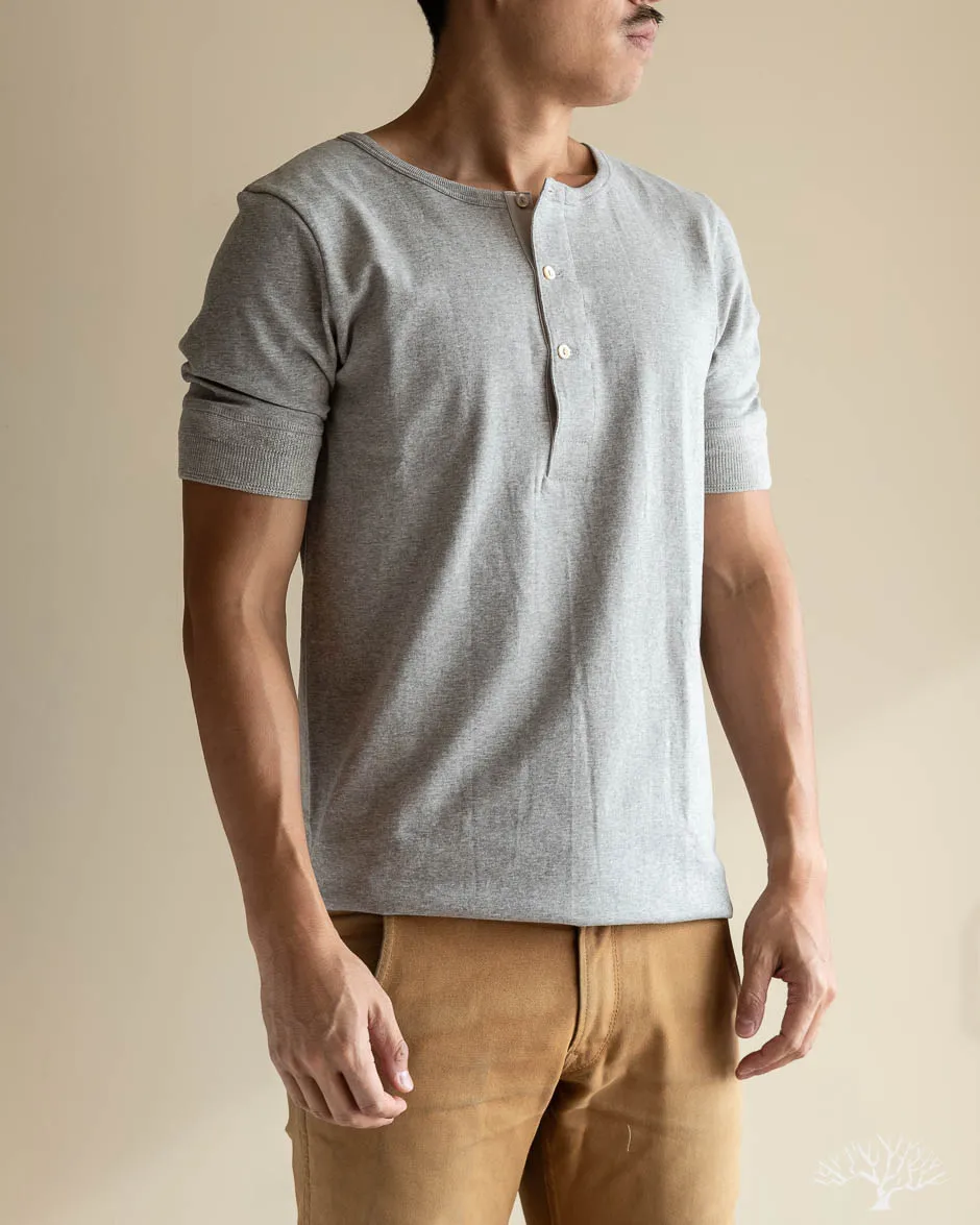 207 Short Sleeve Henley - Grey Melange