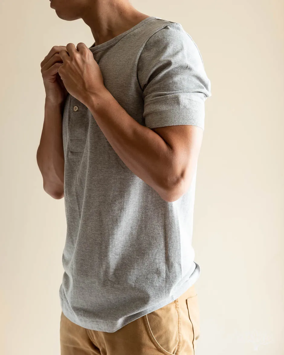 207 Short Sleeve Henley - Grey Melange