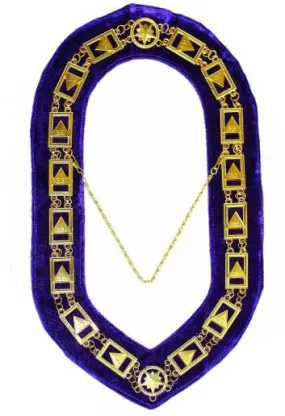 33rd Degree - Scottish Rite Chain Collar - Gold/Silver on Purple   Free Case