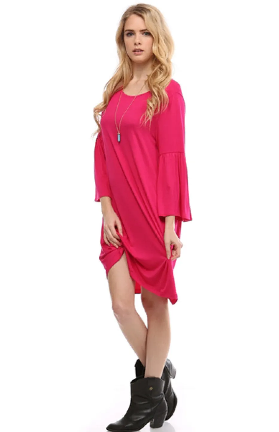 3/4 Bell Sleeve Oversize Tunic Dress