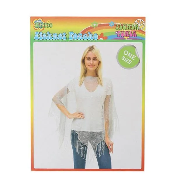 Adults Gold Fishnet Poncho