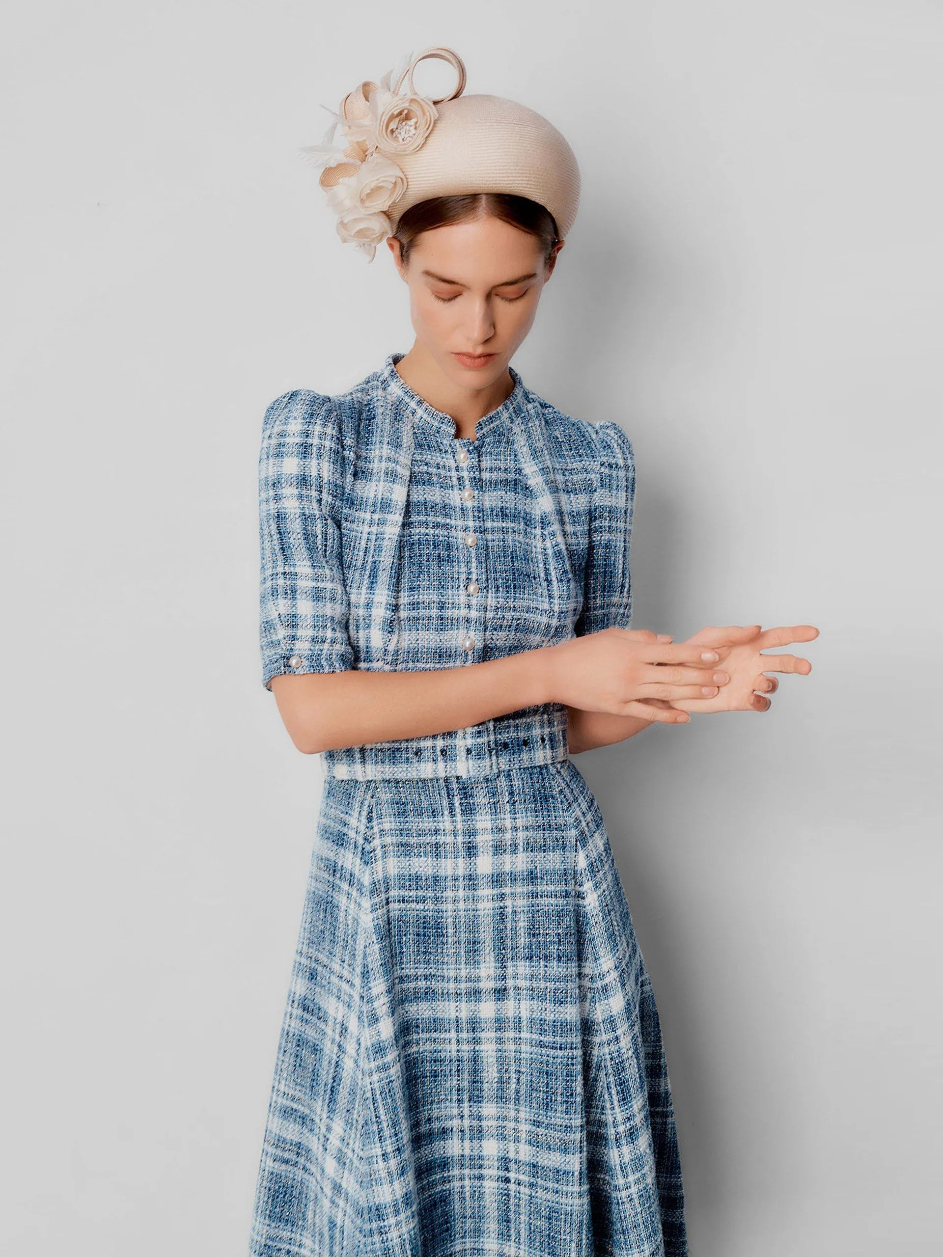 Ahana boucle check dress