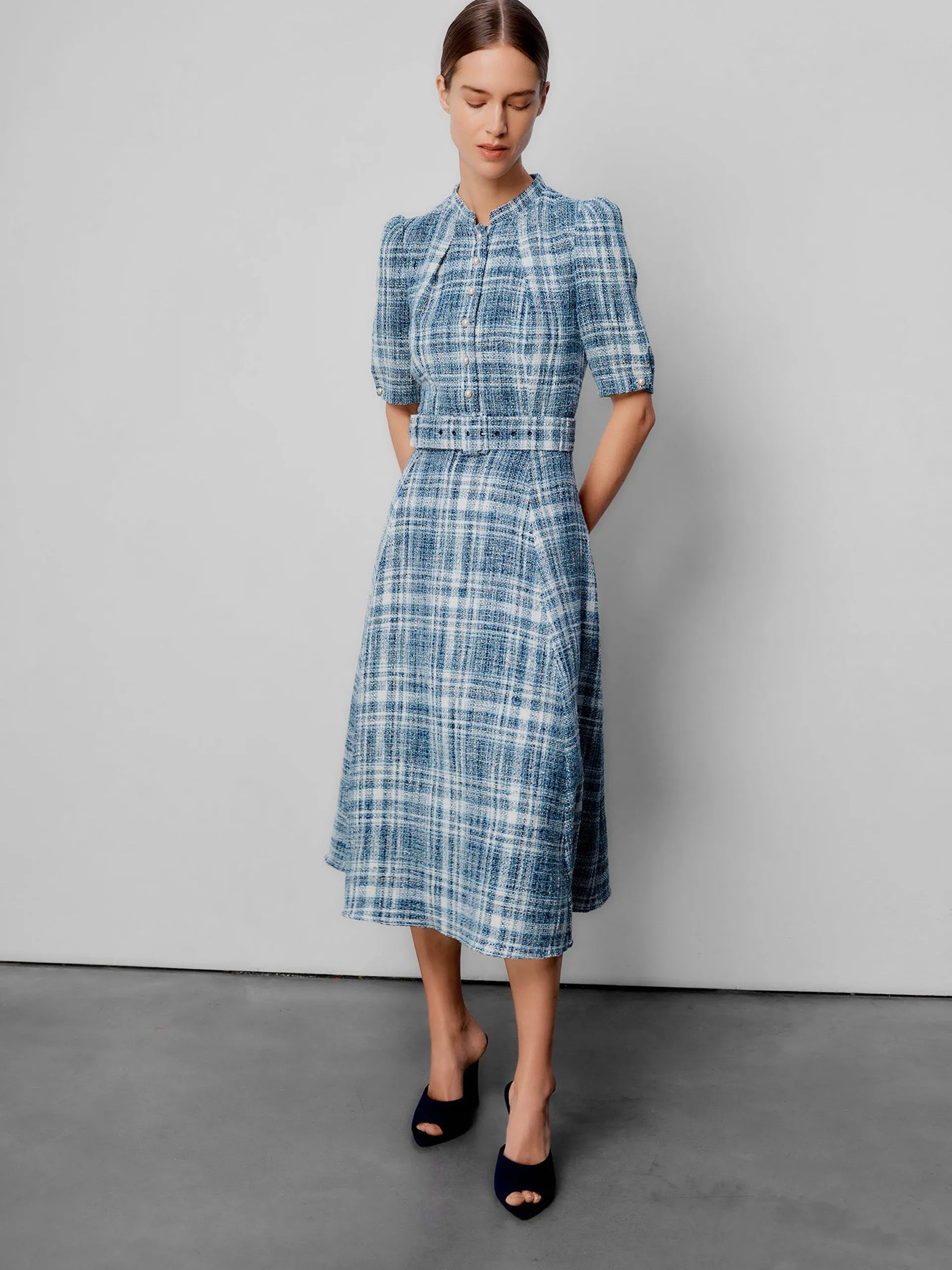 Ahana boucle check dress