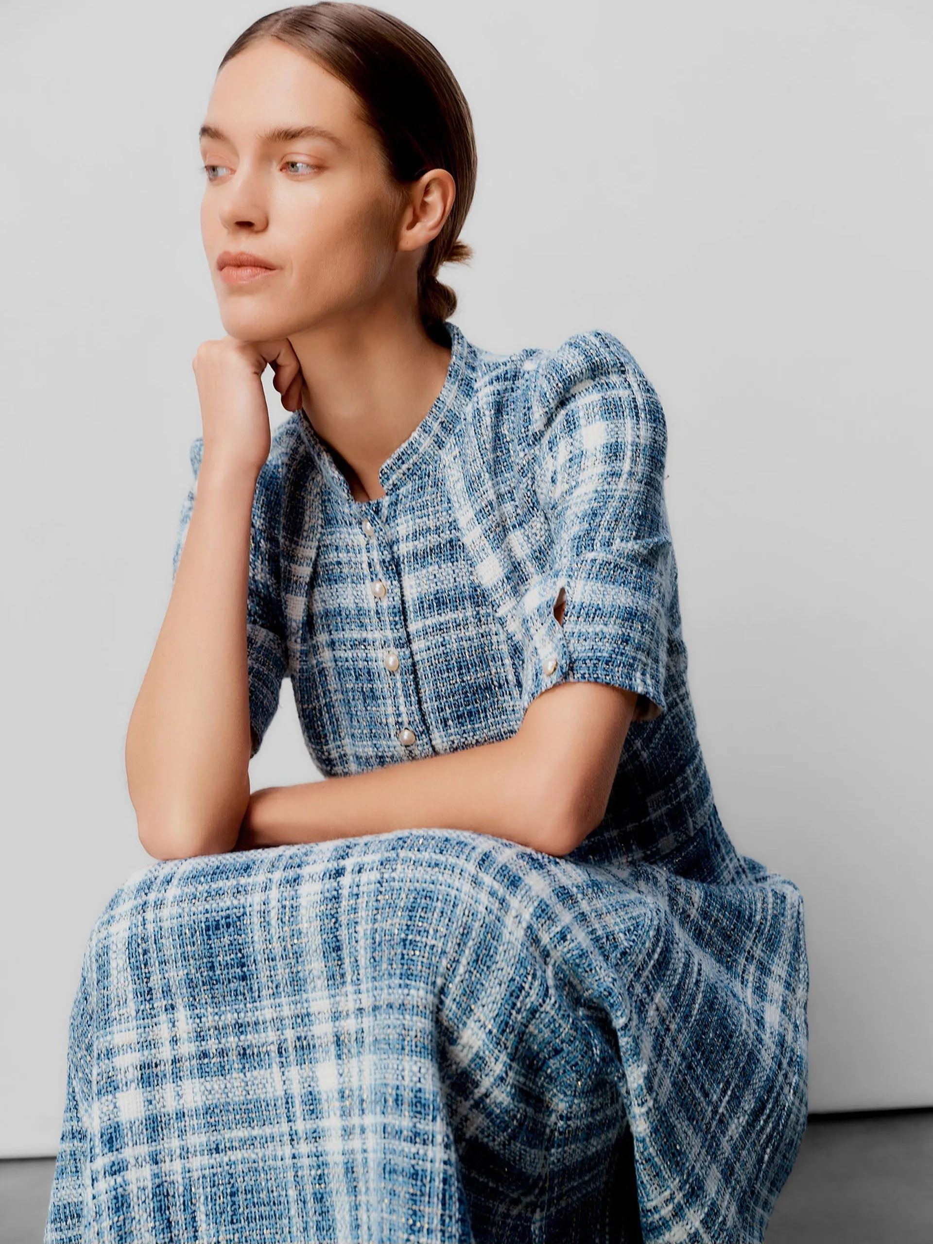 Ahana boucle check dress