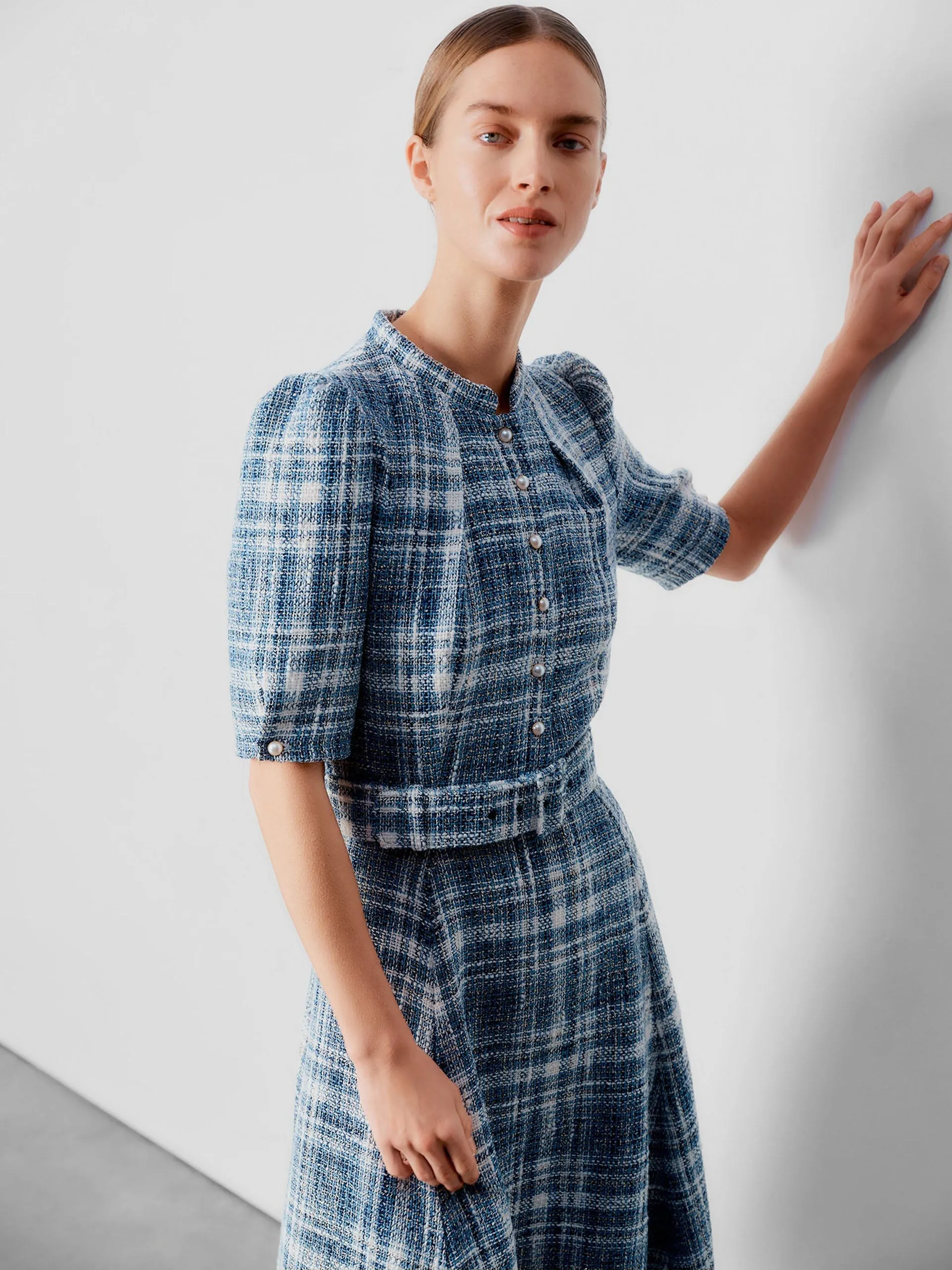 Ahana boucle check dress