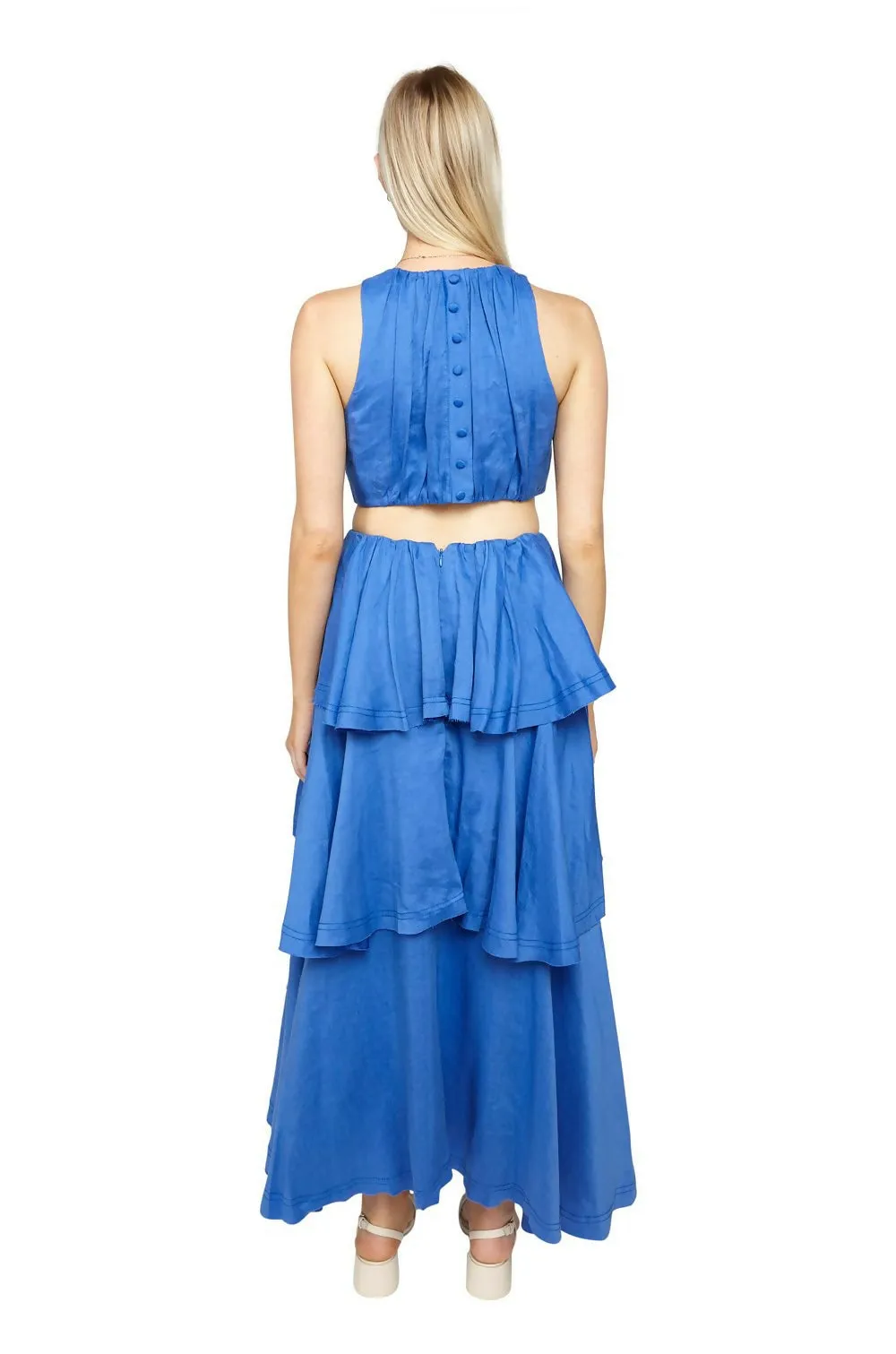 Aje Wave Cut Out Ring Midi Dress Marine Blue Size 8