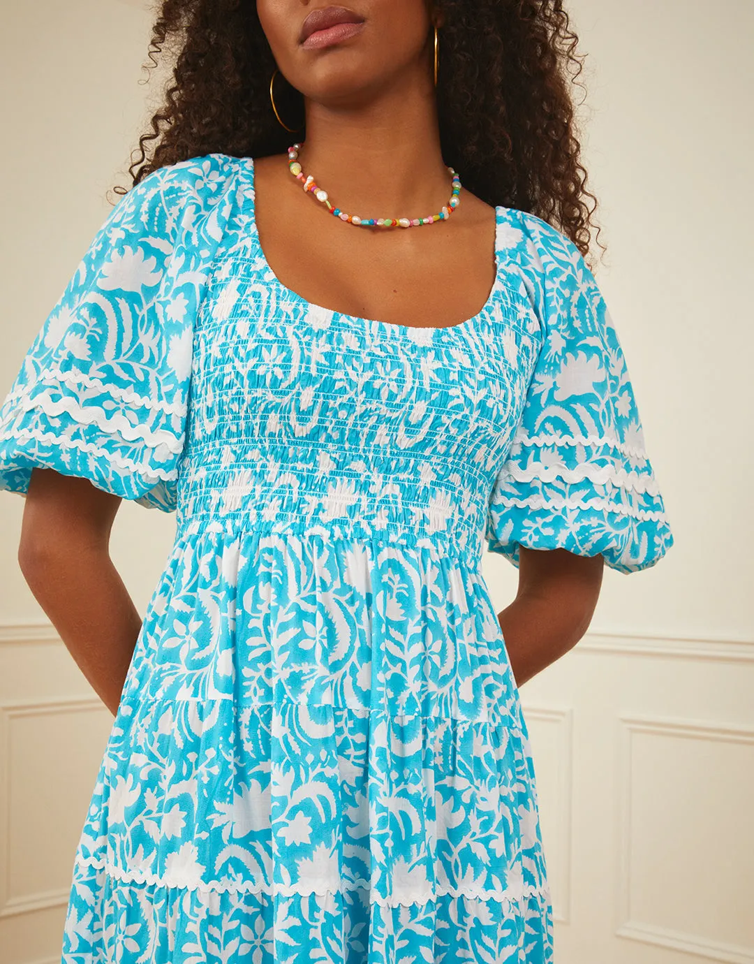 Angelina Dress - Aqua Begonia