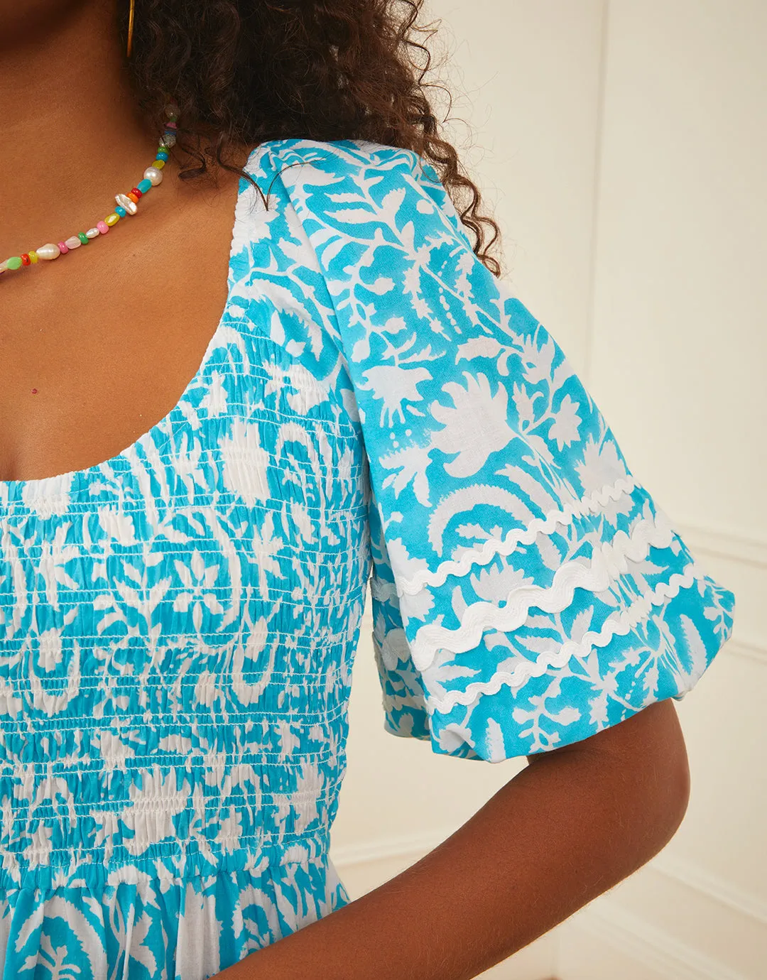 Angelina Dress - Aqua Begonia