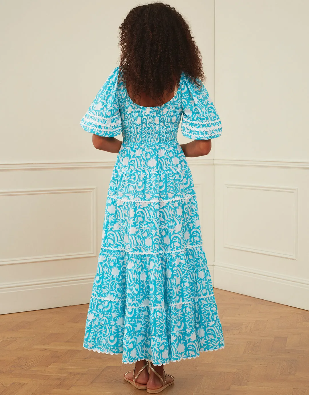 Angelina Dress - Aqua Begonia