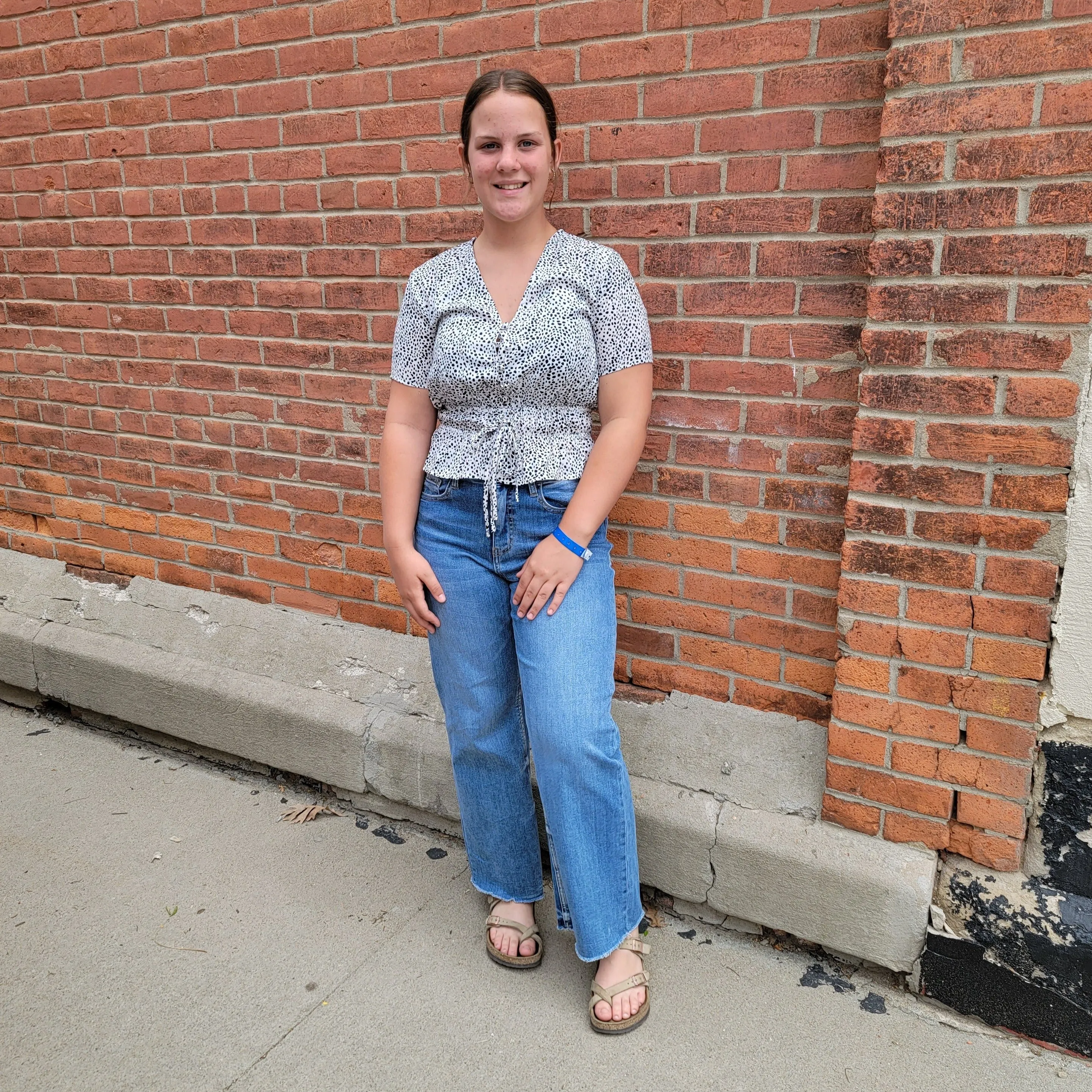 Animal Print Cinched Button Top
