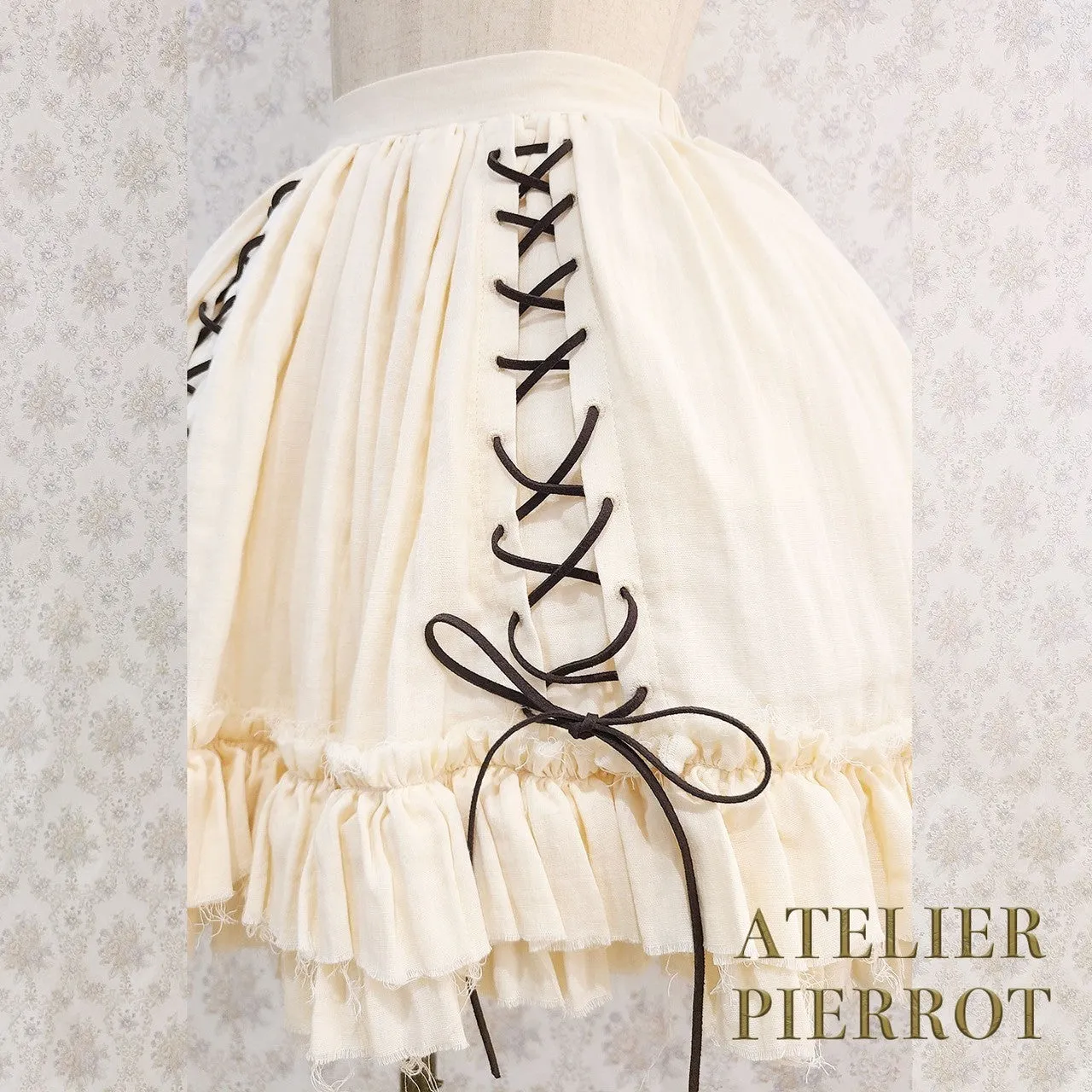 【ATELIER PIERROT】　Decay Gauze Skirt　Ivory/Wine/Gray/Black