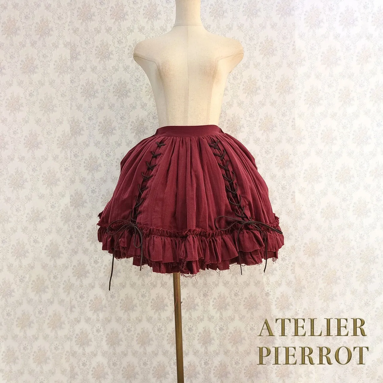 【ATELIER PIERROT】　Decay Gauze Skirt　Ivory/Wine/Gray/Black