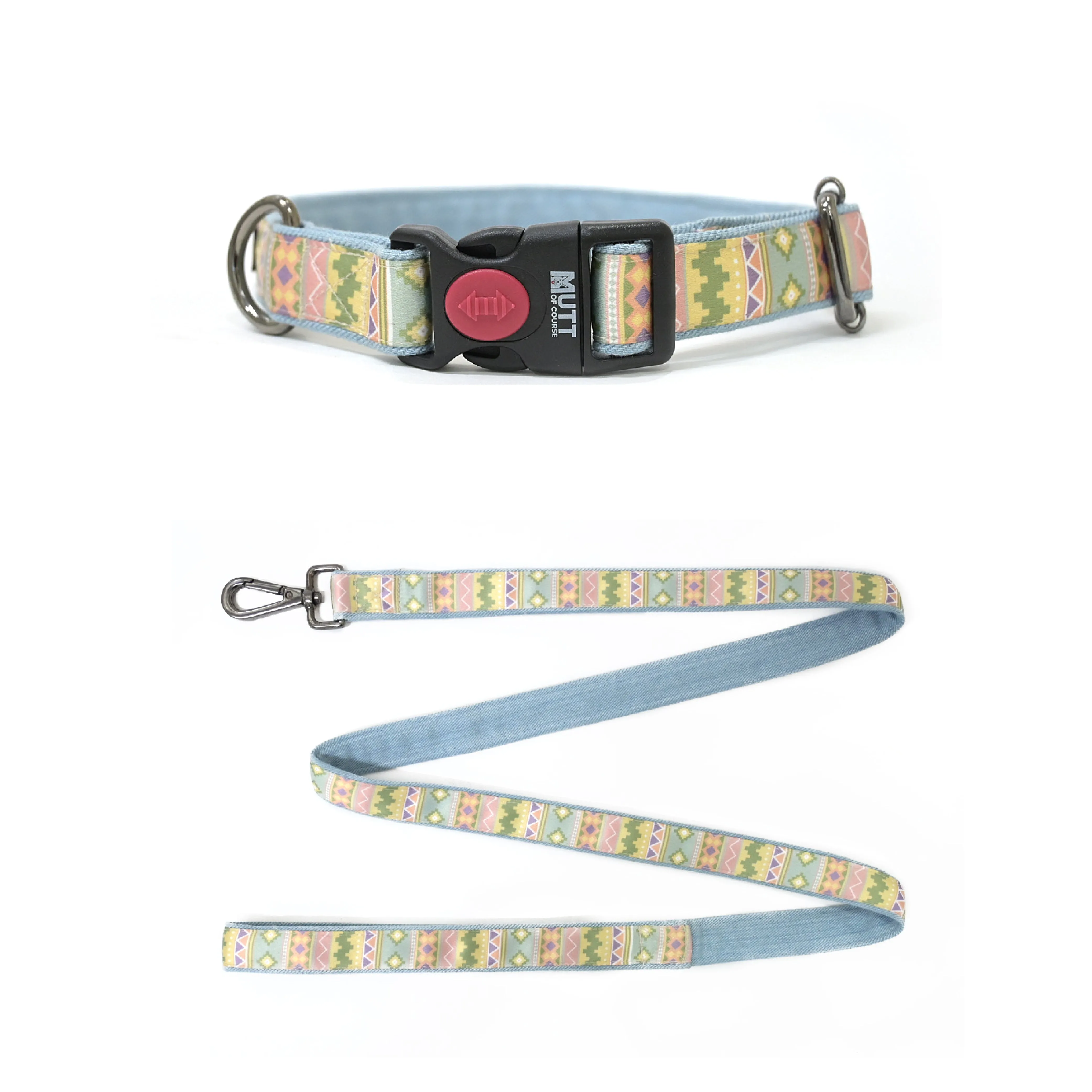 Aztec Denim Collar   Leash Set