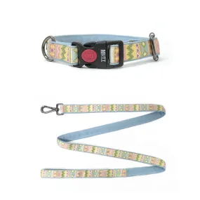 Aztec Denim Collar   Leash Set