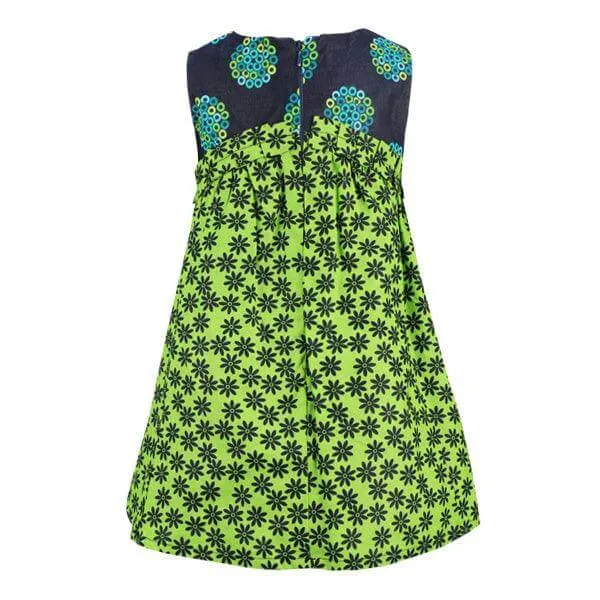 BABY GIRLS GREEN SLEEVELESS ANKARA DRESS