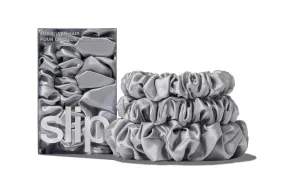 BACK TO BASICS SILVER MIDI/LARGE SCRUNCHIE SET