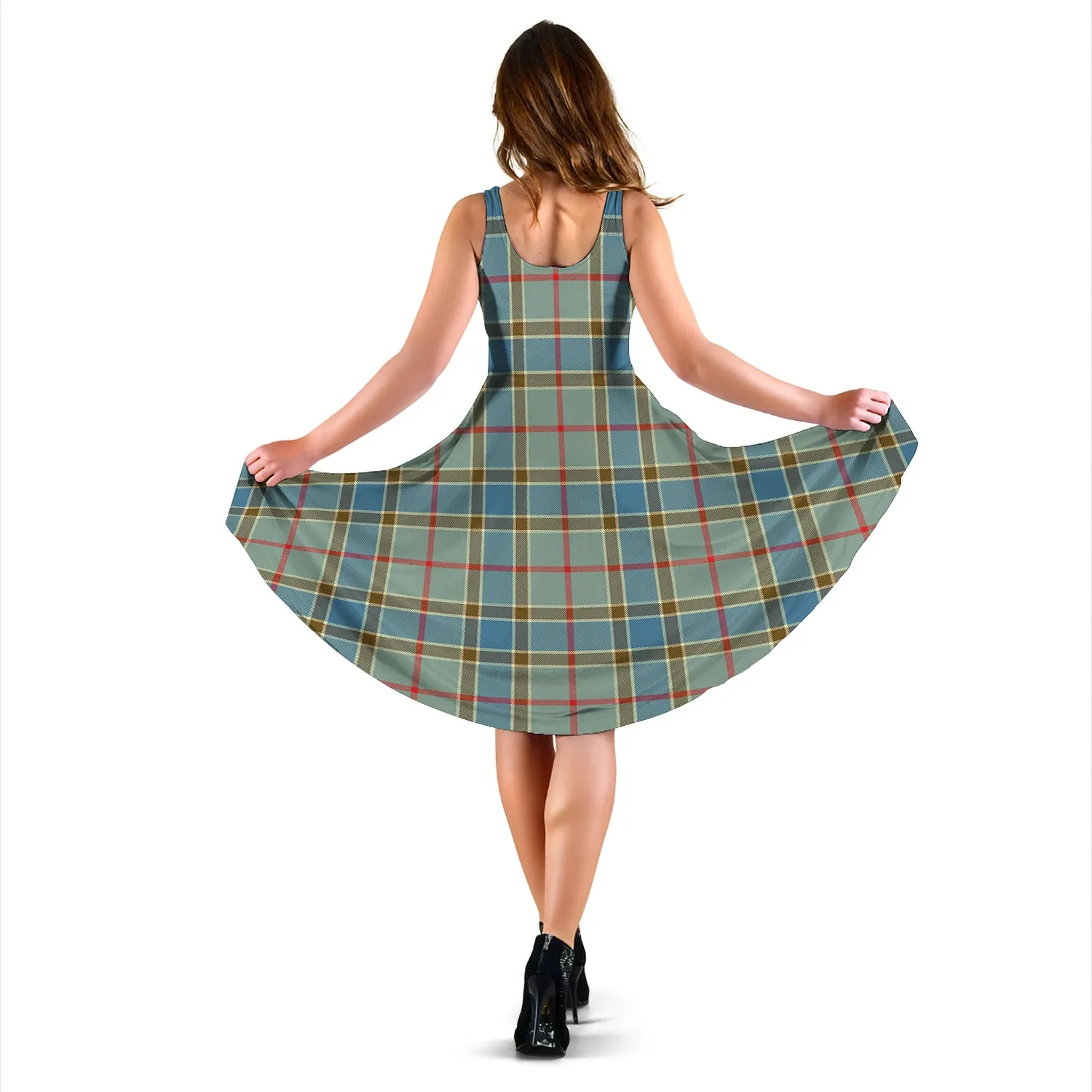 Balfour Blue Tartan Sleeveless Midi Womens Dress
