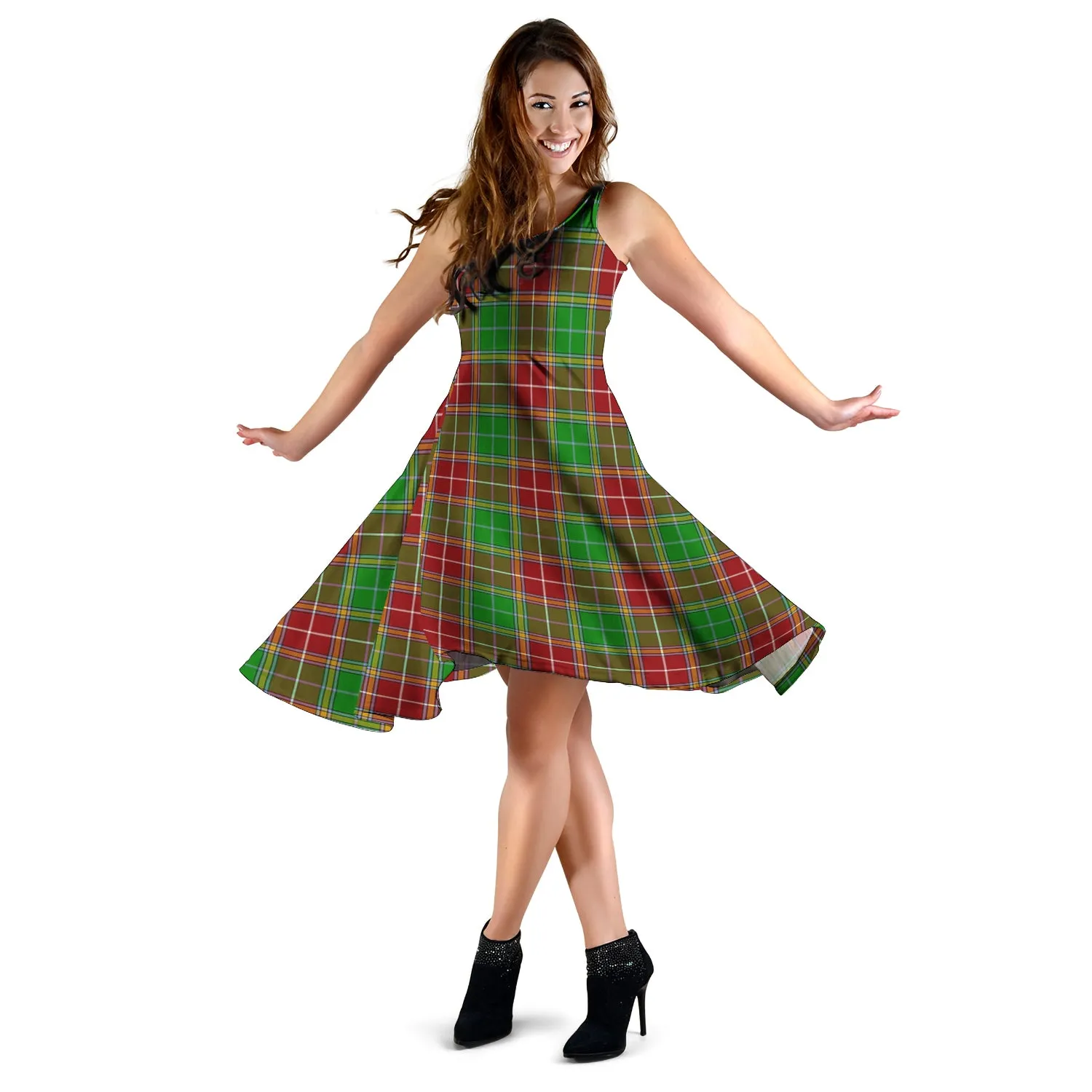 Baxter Modern Tartan Sleeveless Midi Womens Dress