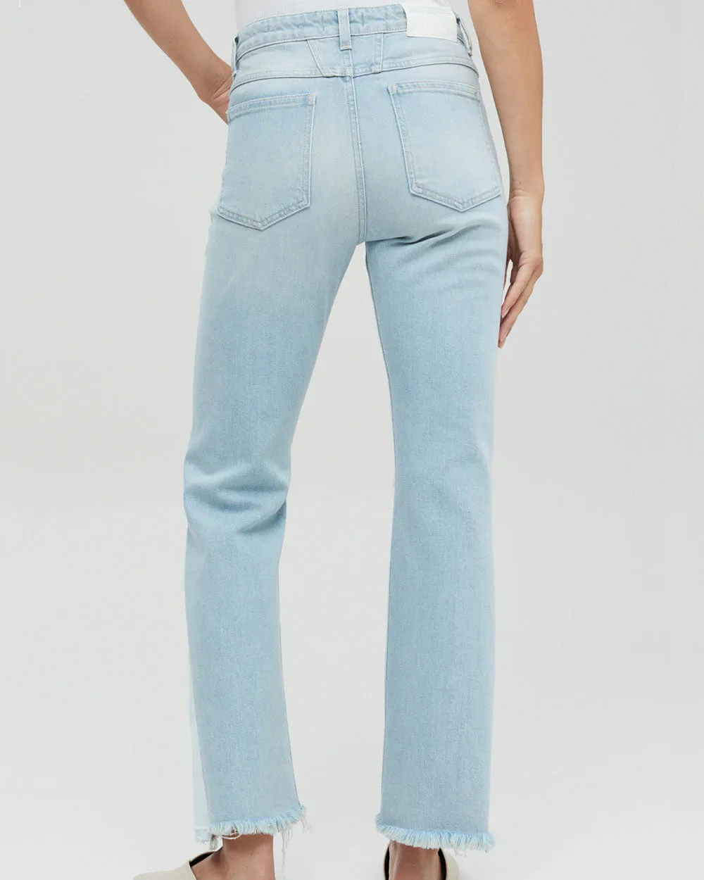 Baylin High Rise Flare Jean in Light Blue Spliced