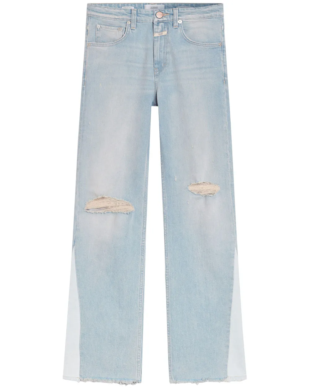Baylin High Rise Flare Jean in Light Blue Spliced