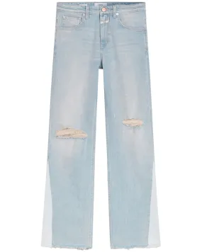 Baylin High Rise Flare Jean in Light Blue Spliced