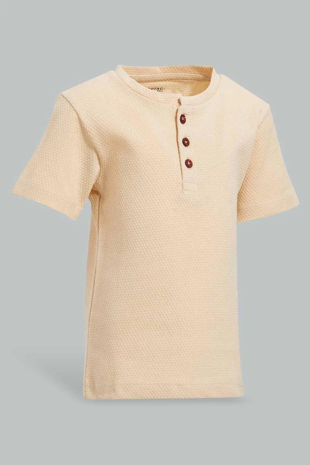 Beige Henley T-Shirt For Baby Boys