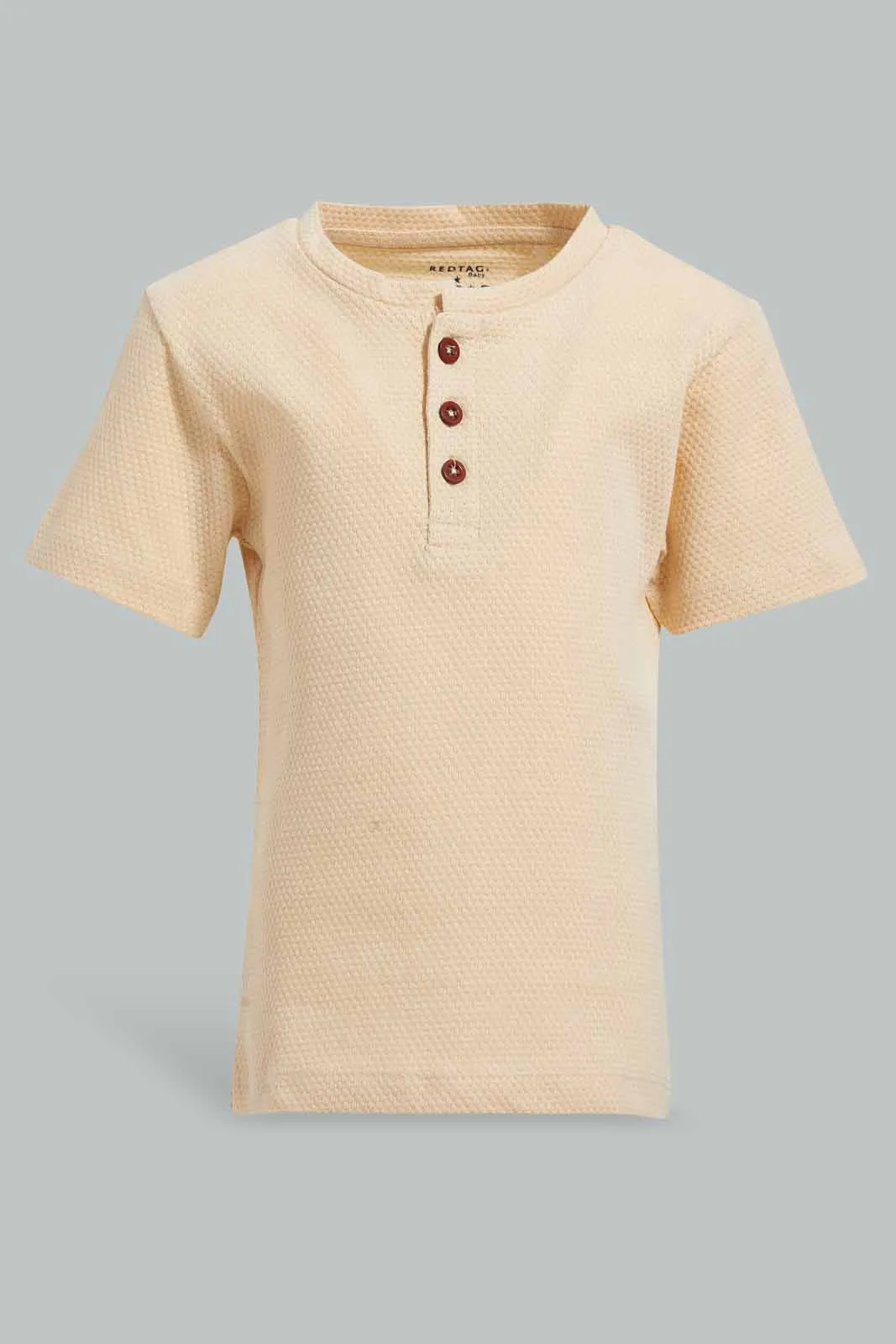 Beige Henley T-Shirt For Baby Boys