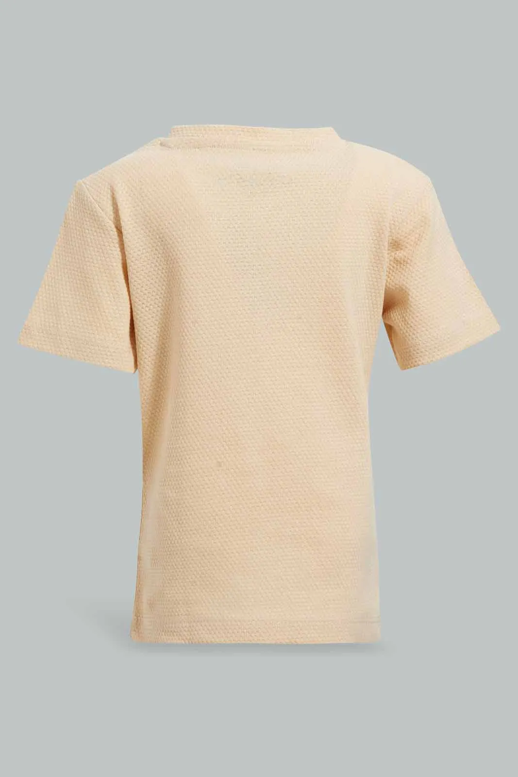 Beige Henley T-Shirt For Baby Boys