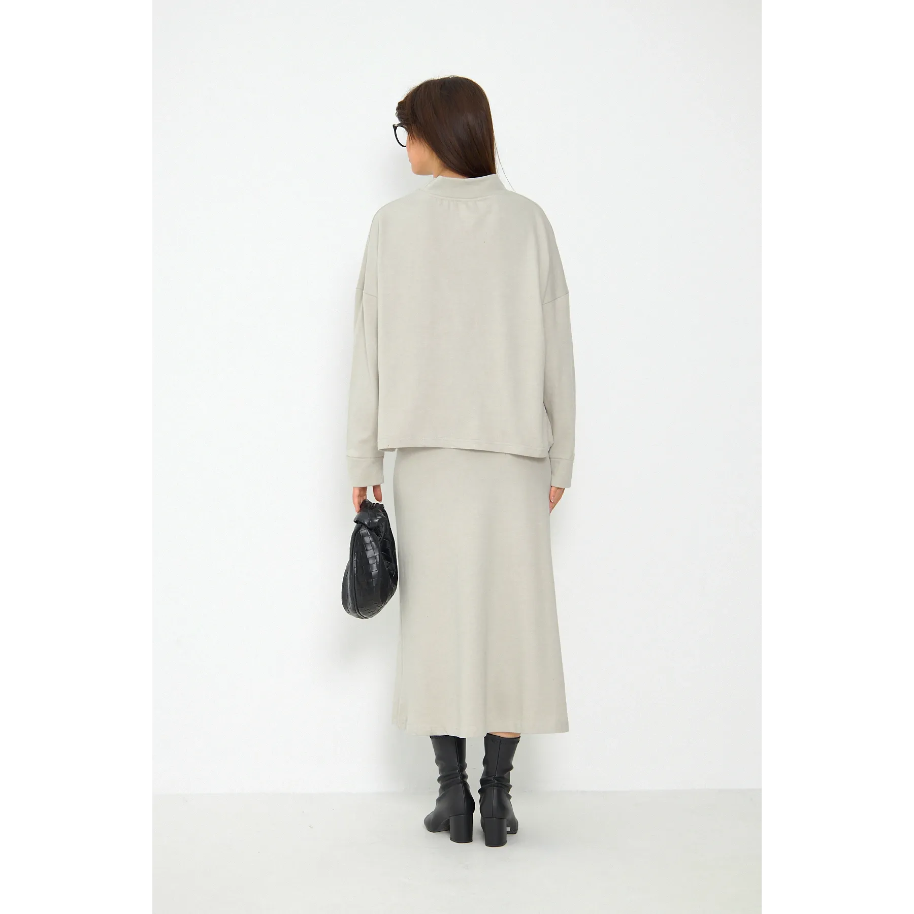 Beige Skirt and Top Matching Set