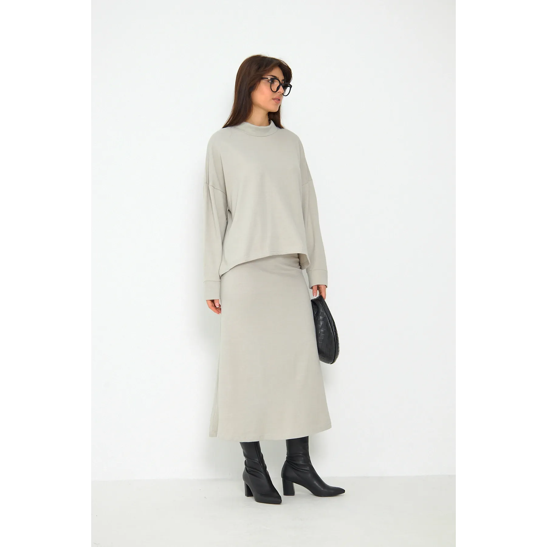Beige Skirt and Top Matching Set