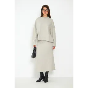 Beige Skirt and Top Matching Set