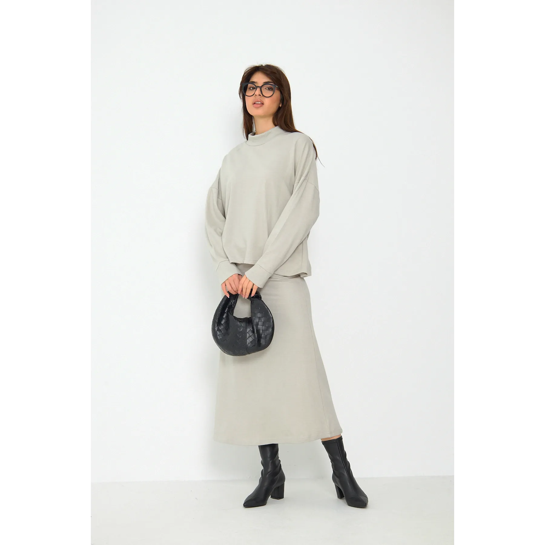 Beige Skirt and Top Matching Set