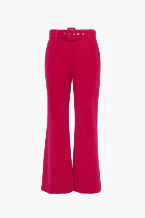 Bella Belted Velvet Trousers | Fuchsia