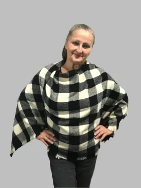 Black and White Checked poncho