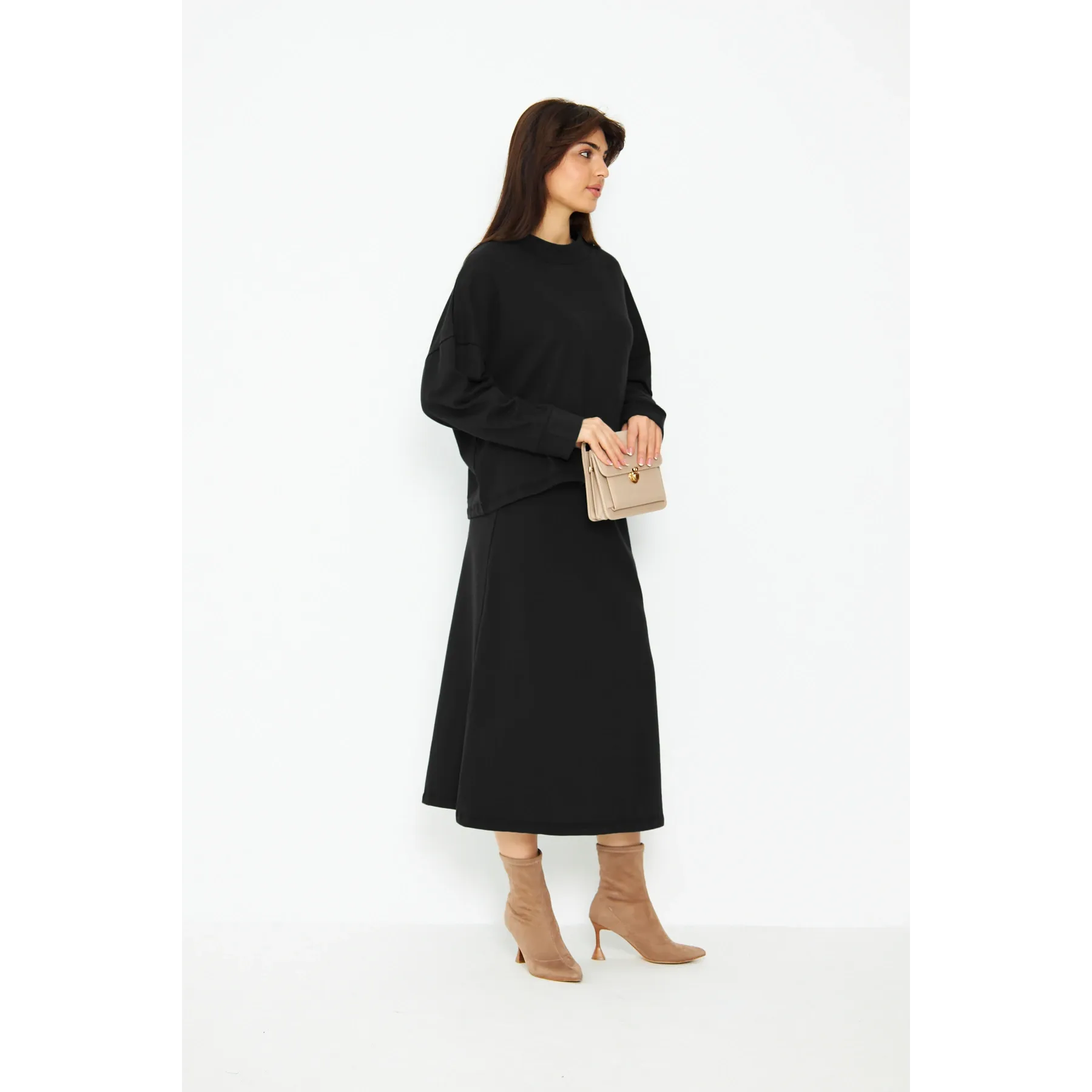 Black Skirt and Top Matching Set