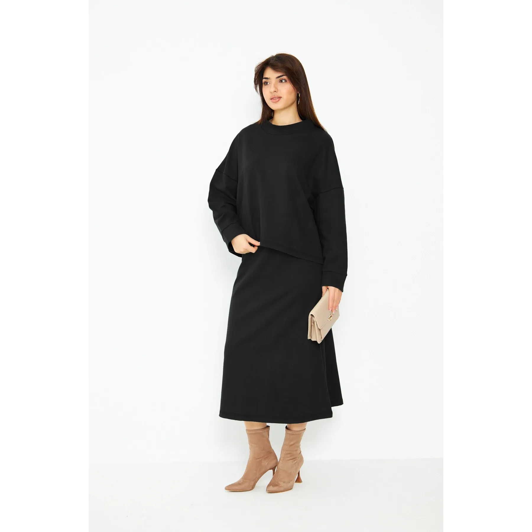 Black Skirt and Top Matching Set