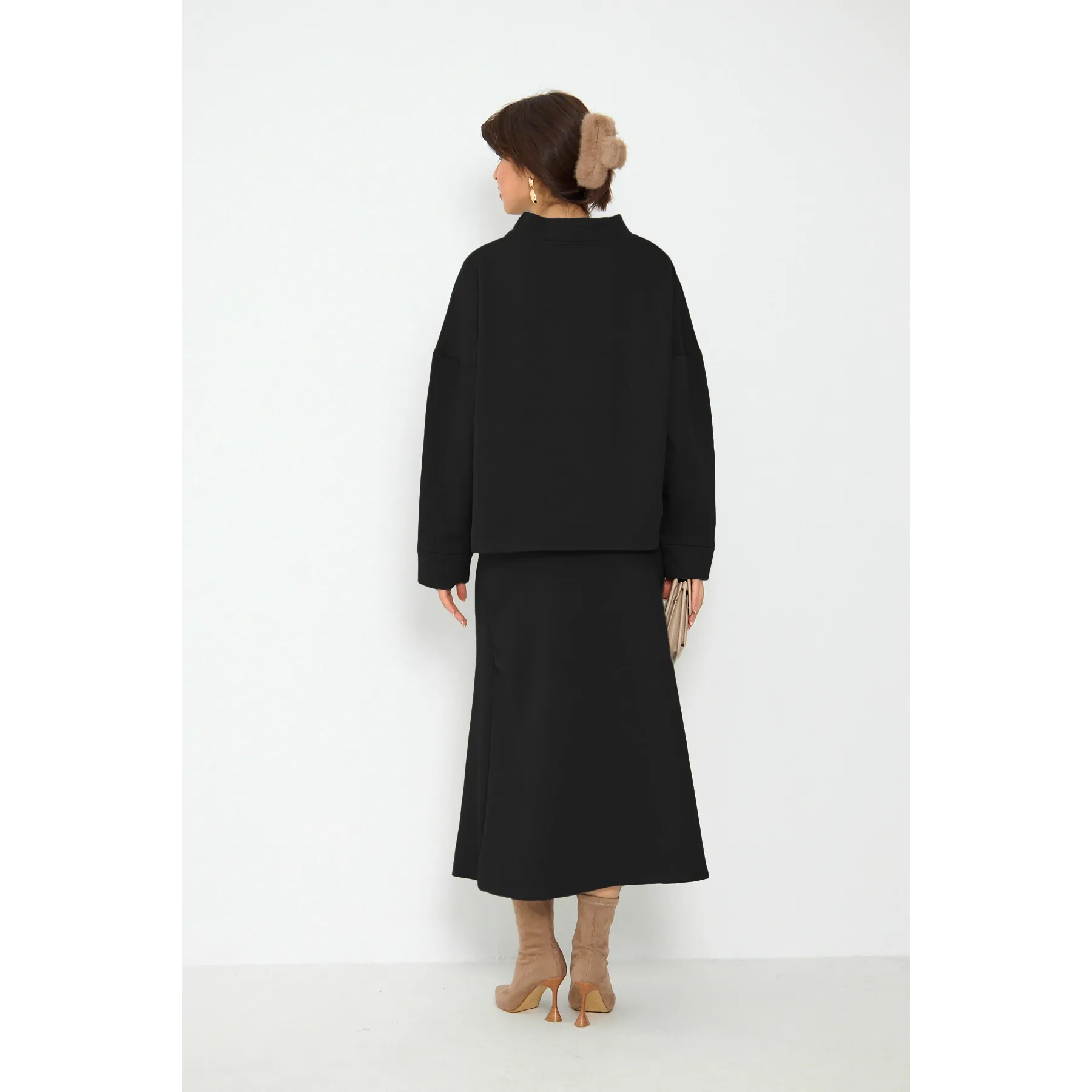 Black Skirt and Top Matching Set