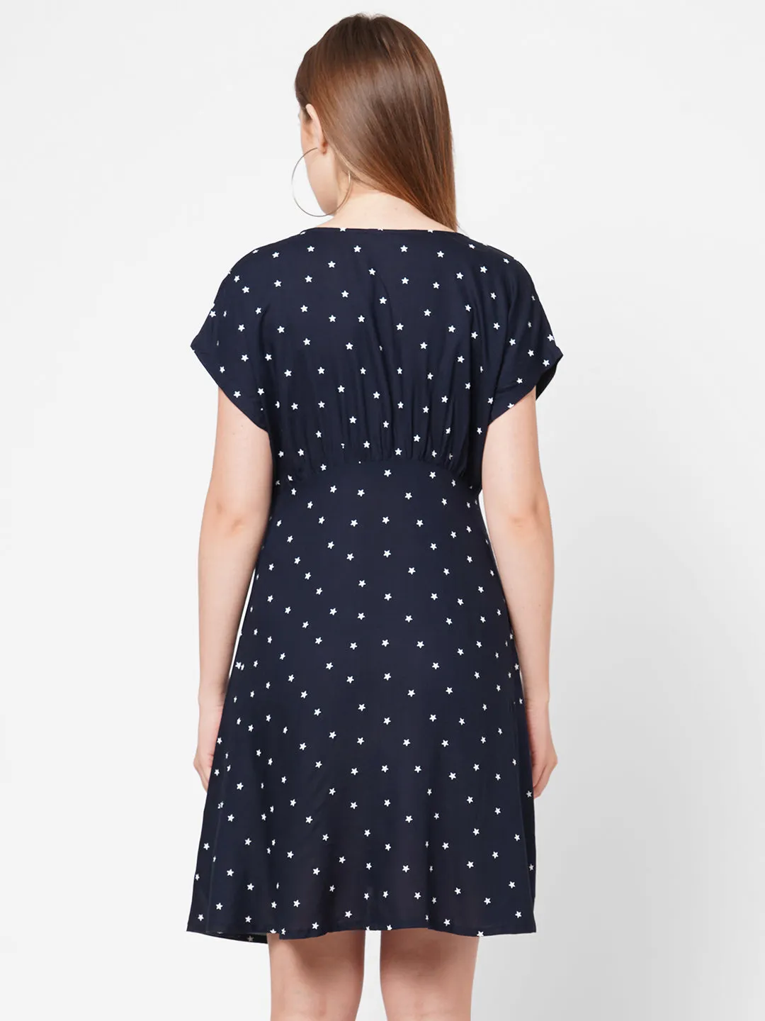 Black Star Print Short Dress For Women
