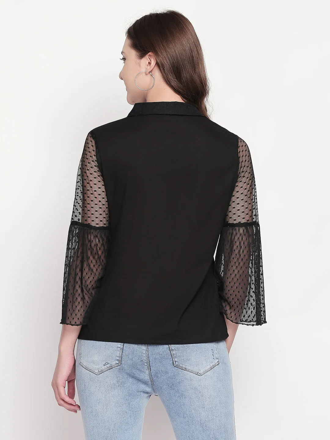 Black Top With Lace Sleeves