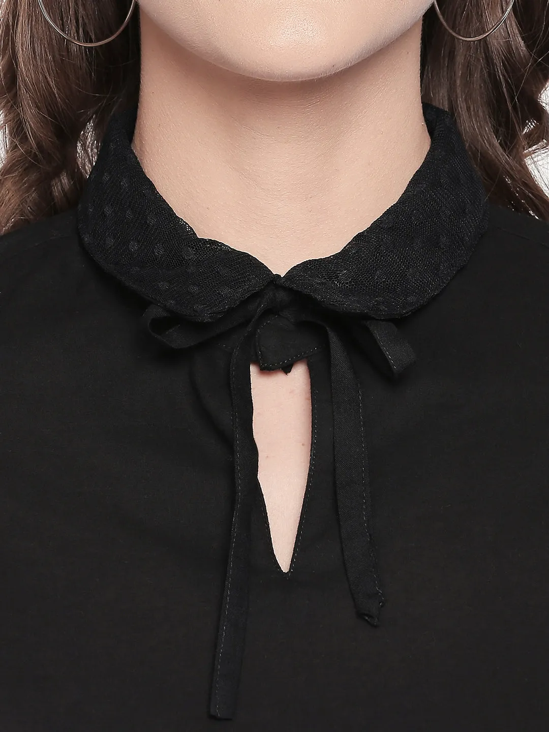 Black Top With Lace Sleeves