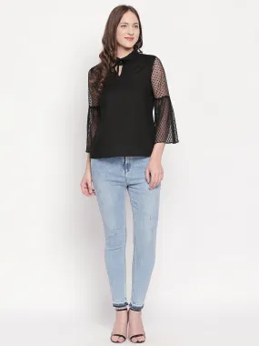 Black Top With Lace Sleeves