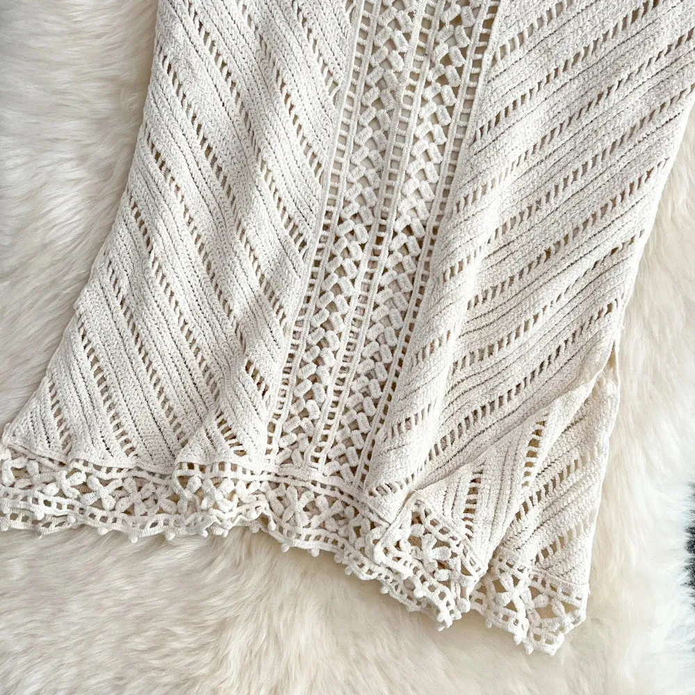 Boho Summer Lace-up Crochet Skirt