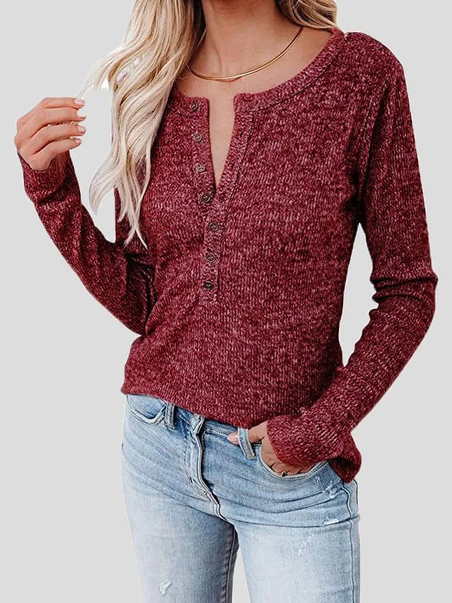 Casual Long Sleeve Henley