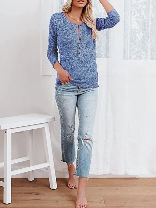 Casual Long Sleeve Henley