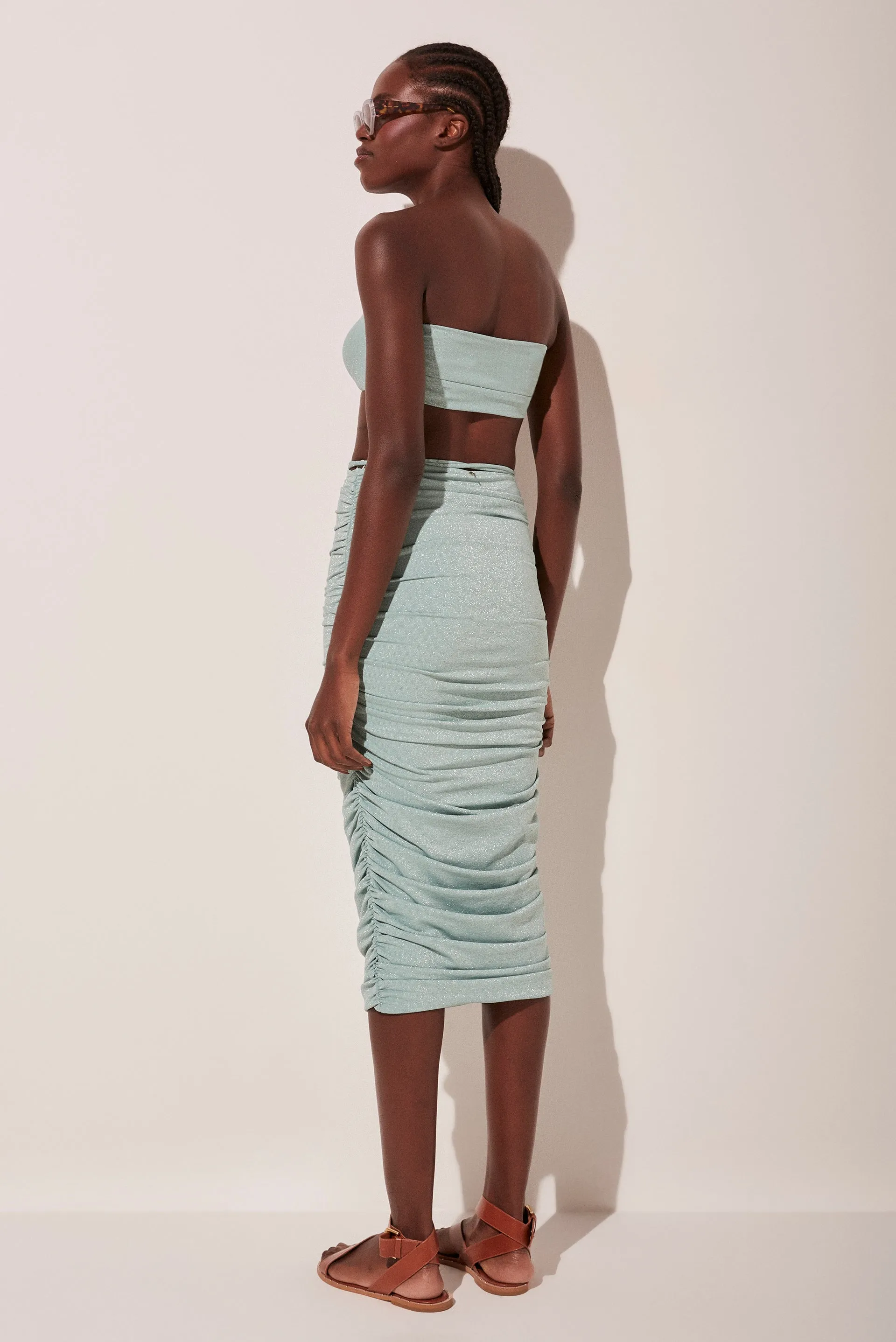 Celeste Ruched Midi Skirt With Ties E4460A1794
