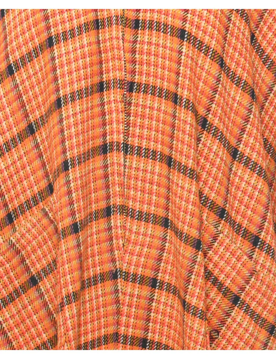 Checked Zip Front Cape - L