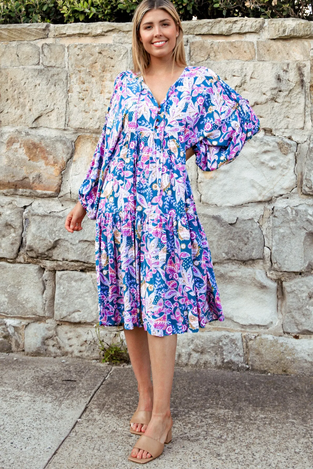 Chloe 3/4 Sleeves Midi Dress