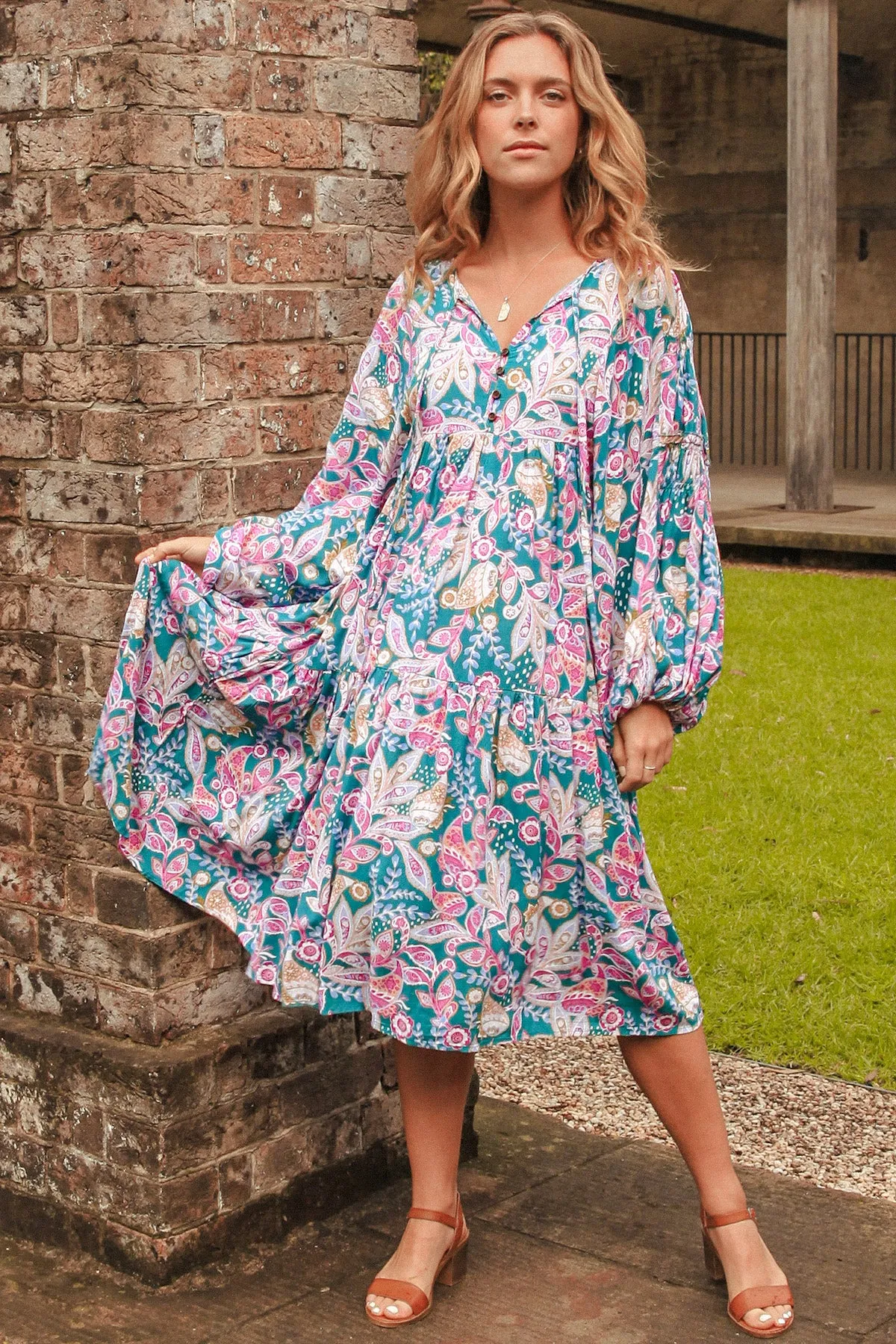 Chloe 3/4 Sleeves Midi Dress